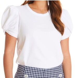 Tyler Boe White round neck, puff sleeve top